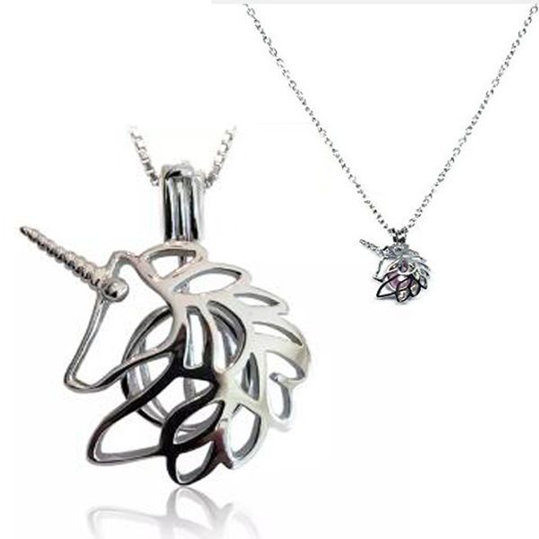 

Pearl Cage Pendant Necklace Oyster Unicorn Head Beads Cage Jewelry Pearl Cage Necklace DIY Jewelry FBA Drop Shipping J15S