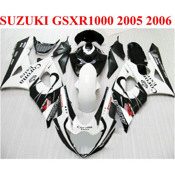 Customize motorcycle parts for SUZUKI GSXR1000 2005 2006 fairing kit K5 K6 05 06 GSXR 1000 white black Corona ABS fairings set EF49