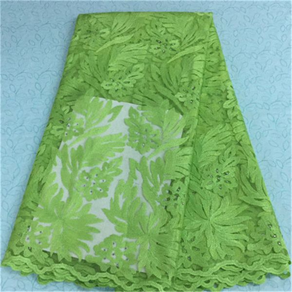 

nice looking french net lace fabric with lemon green big jacquard and beads african lace fabric for party dress bn8-7,5yards/pc