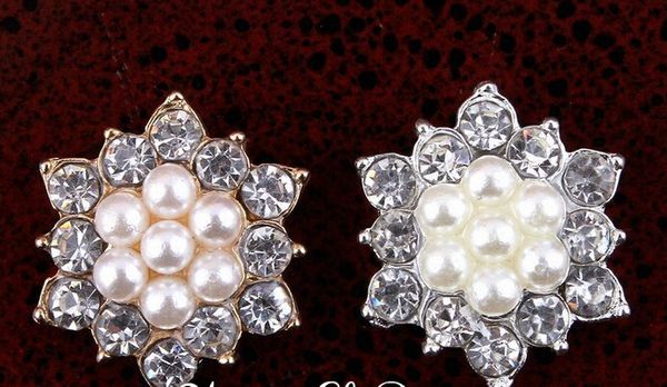 

5%off (100pcs/lot)17MM FACTORY PRICE Artificial Sparkly Snow Shape Alloy Rhinestone Pearl Buttons For Wedding/Phone/Hair Accessories