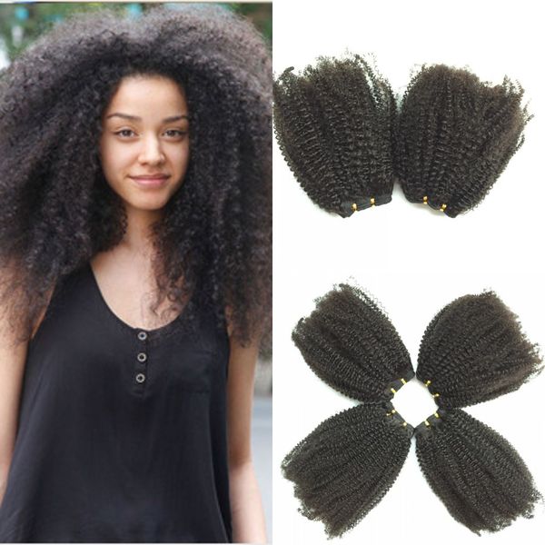 Brasilianisches reines Haar, verworrenes lockiges Menschenhaar, 4 Stück/Lot, peruanisches/malaysisches/indisches Haarbündel, 100 % unverarbeitet, Remy-Afro-Lockiges