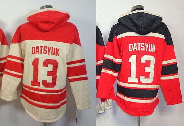 

2016 new, detroit ice hockey jersey #13 pavel datsyuk jerseys old time hockey hoodie men's stiched hoodies hockey jersey sweatshi, Black;red