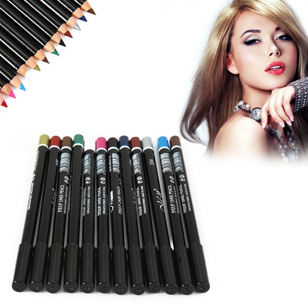 Atacado-preto / 12 cores impermeável delineador lápis beleza cosméticos delineador caneta maquiagem lápis de olho de longa duração 1496311
