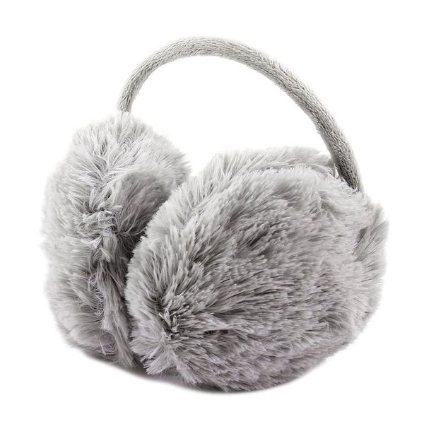 

wholesale- winter headband fluffy faux fur ear pad back earmuffs gray, Blue;gray