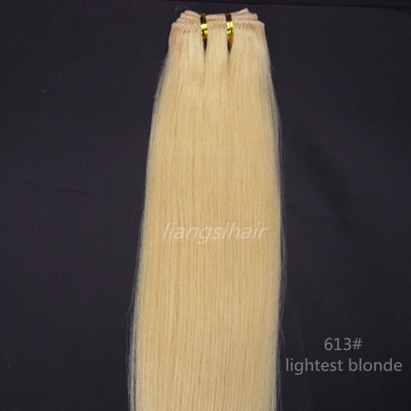 

Бразильские волосы Утки продуктов класс 7A Бразильские Индийские перуанские человеческие волосы ткать 100г 1шт 24" 613 # светлой блондинка