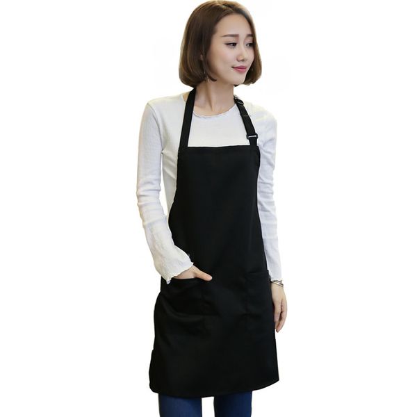 

wholesale 10 piece women apron with pockets restaurant kitchen cooking shop art work apron black