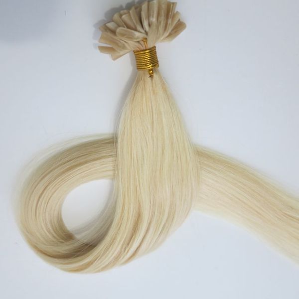 50g 50 Fios Pré ligado Prego U Ponta Extensões de Cabelo Brasileiro Indiano cabelo Humano 18 20 22 24 polegadas # 60 / Platinum Blonde cor personalizada