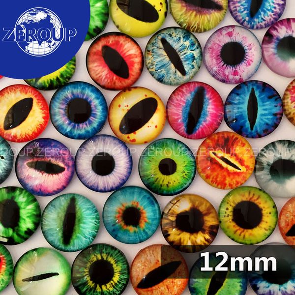 

Wholesale-12mm Multicolor Dragon Eyes Pattern Round Shape Glass Dome Cabochon Flat Back Fit Cameo Settings Jewelry Embellishment 50pcs/lot