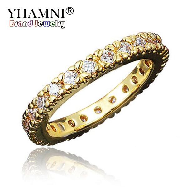 

yhamni brand girl's real white gold&24k gold filled tail ring full cz diamond wedding rings for women r530, Slivery;golden