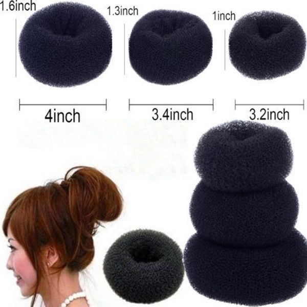 Hair Bun Ring Donut Shaper Hair Styler Hair Styling Tool Donut Magic Sponge Bun Ring Maker Ex Twister Black