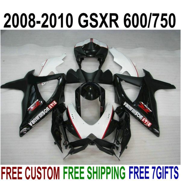 

new motorcycle fairings set for suzuki gsxr750 gsxr600 2008-2010 k8 k9 white black plastic fairing kit gsxr600/750 08 09 10 r42p