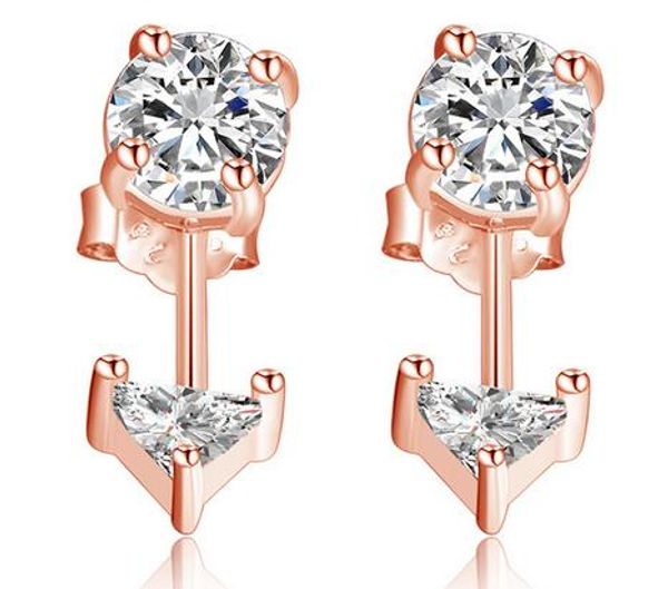 Orecchini in argento sterling 925 Gioielli di moda Orecchini a bottone in cristallo di diamante con zirconi a doppia faccia Colore bianco oro rosa per donne Ragazze