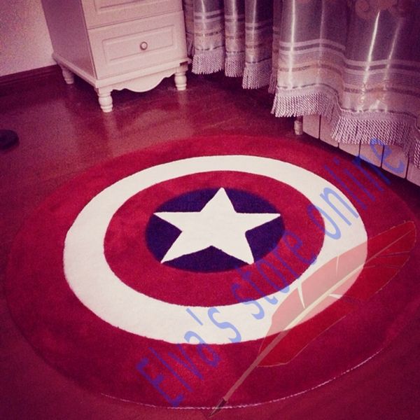 80cm Captain America Shield Carpet Cartoon Circle Handmade Living