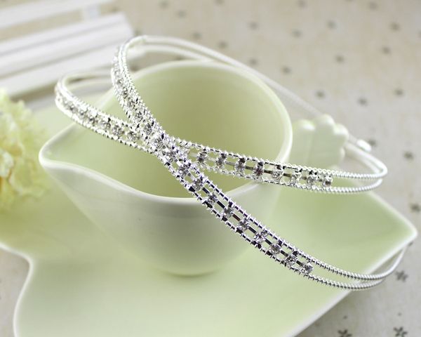 Wholesale New Korean Style Crystal Rhinestone Headbands Silver