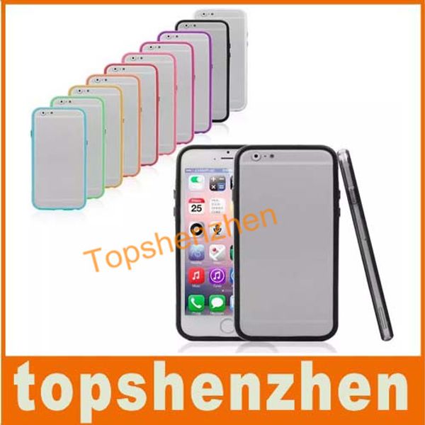 

tpu bumper frame metal button case cover for iphone 6 6g 4.7inch 10 candy colors soft silicone case cover with retail package hipping