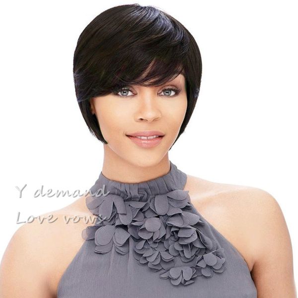 None Lace Straight Human Hair Wigs Cheap Pixie Cut Short With Baby Hair African Hair Cut Style Brazilian Ladies Wig For Black Women Lace Hair Wigs