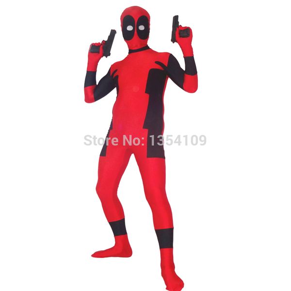 

red and black deadpool costume halloween party cosplay zentai suit, Black;red