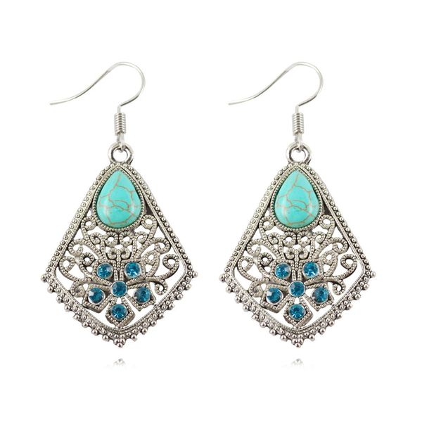 

Большие тибетские серебряные серьги Очаровательные женщины с инкрустацией в фор