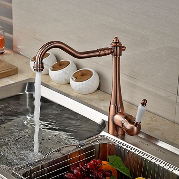 

wholesale and retail luxury solid brass copper kitchen faucet swivel spout vessel sink mixer tap ceramic handle deck mounted
