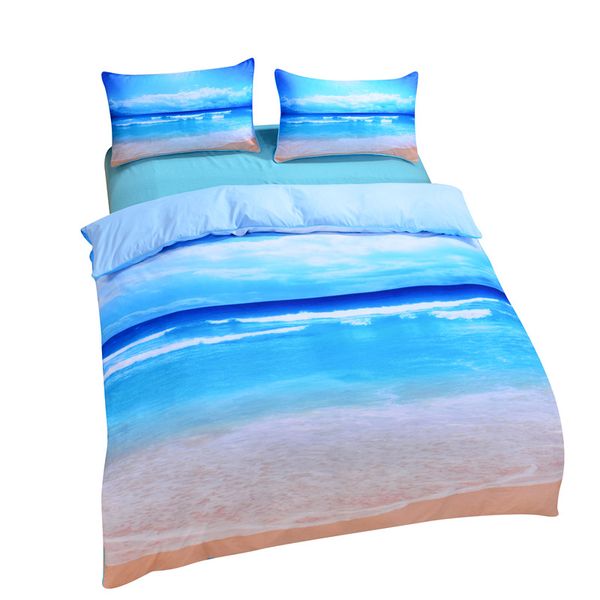 

wholesale-dropshipping beach and ocean home textiles 3d print comforters vivid bedding set twin  king wholesale