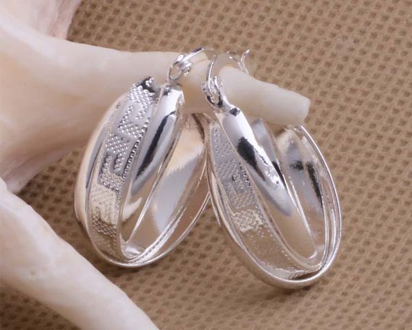 

fashion (jewelry manufacturer) 40 pcs a lot 2 print circle earrings 925 sterling silver jewelry factory price fashion shine earrings, Golden;silver