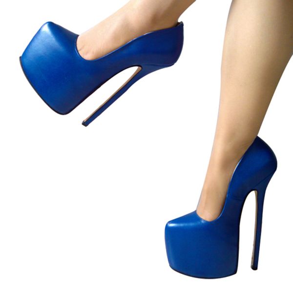 

20cm heel height genuine leather pointed toe stiletto heel pumps party shoes us size 5-14.5 no.y2002l, Black