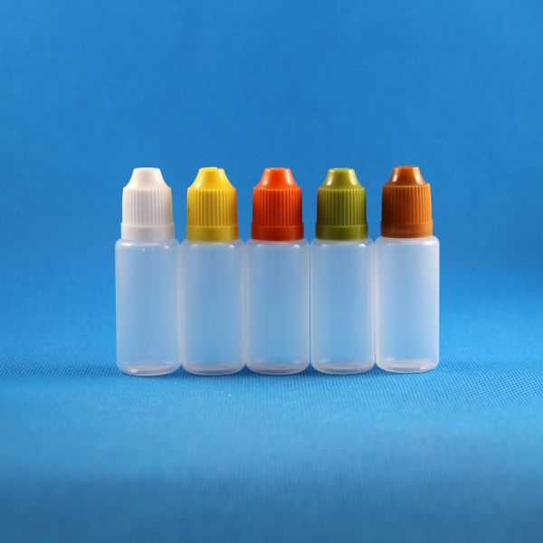 Bottiglie contagocce in plastica da 15 ml (1/2 OZ) all'ingrosso con tappi a prova di sicurezza per BAMBINI Suggerimenti Spingere quindi aprire PE LDPE per liquido di flusso d'olio 15 ml clephan