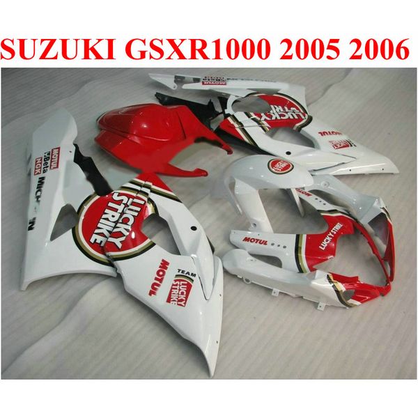 Misura perfetta per SUZUKI 2005 2006 GSXR 1000 K5 K6 carenatura kit GSX-R1000 05 06 GSXR1000 bianco rosso carenature LUCKY STRIKE set QF59