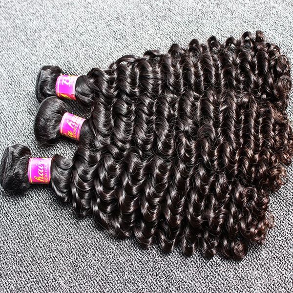 

4pcs /lot 8-30inch brazilian hair bundles virgin hair deep wave hair weaves human hair weft unprocessed natural color ing, Black