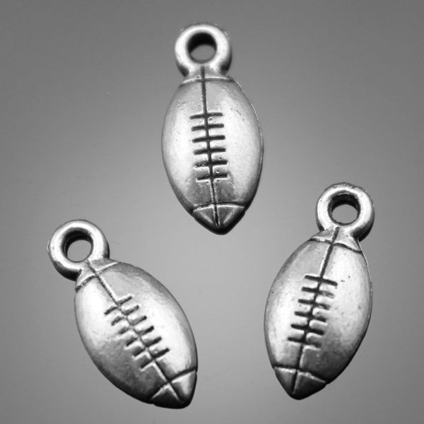 

200pcs/lot 15*7mm 2 colors antique bronze, antique silver plated football charms, Bronze;silver