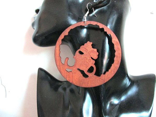 

Новые 8 см африканских афро волос форма деревянные серьги