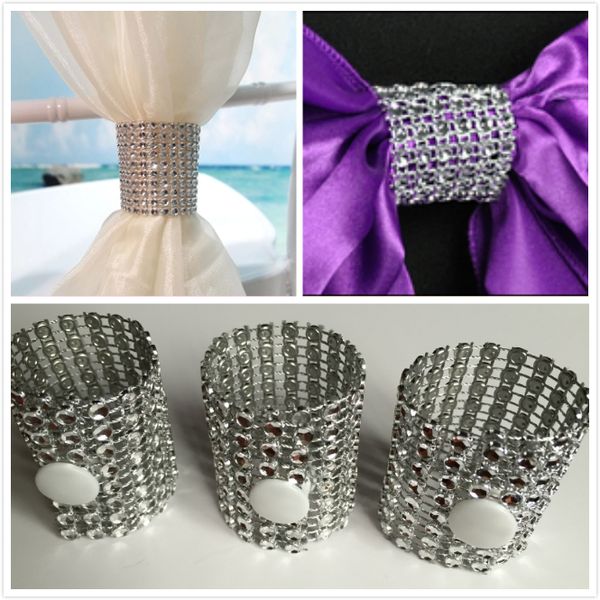 

silver beaded crystal wedding party table decoration napkin rings for chair sashes and covers luxury wedding party bouquet decorations