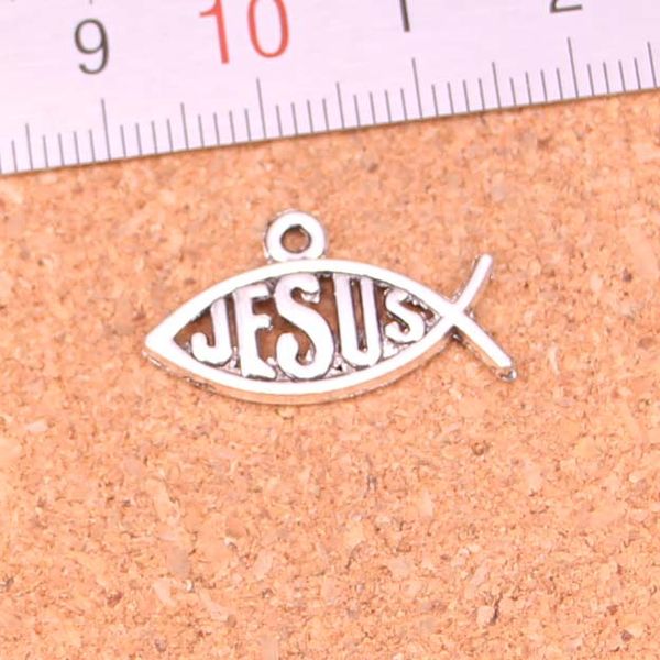 150 Stück antik versilberte Fisch-Jesus-Charms-Anhänger für europäische Armbänder, Schmuckherstellung, DIY, handgefertigt, 25 x 14 mm