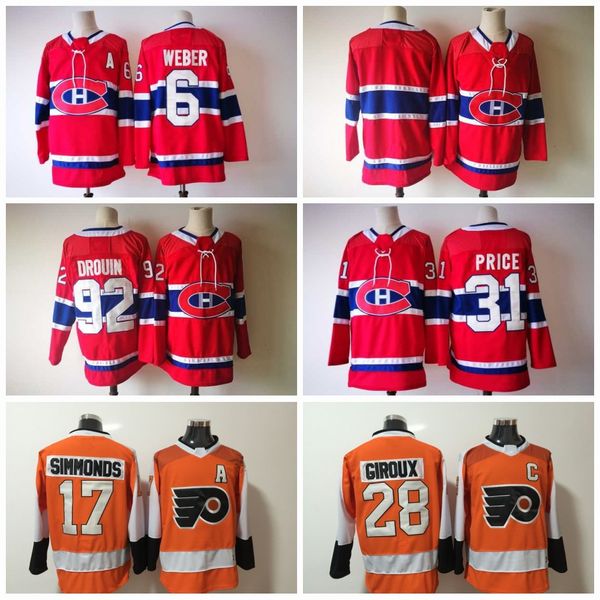 

Montreal Canadiens 2017-2018 Jonathan Drouin Shea Weber Carey Price Philadelphia Flyers Wayne Simmonds Claude Giroux Hockey Jerseys