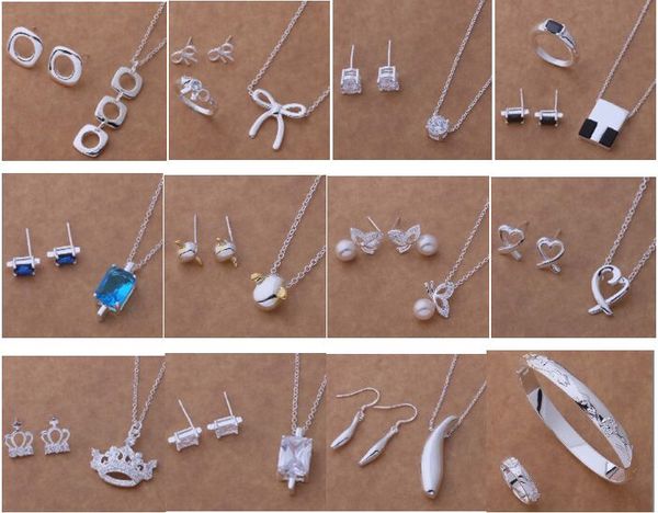 

with tracking number new fashion women's charming jewelry 925 silver 12 mix jewelry set 1451, Black