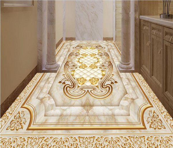 Pvc Vinyl Flooring Bathroom European Luxury Gold Rose Marble 3d Wallpaper Walls Wide For Desktop Mobile From