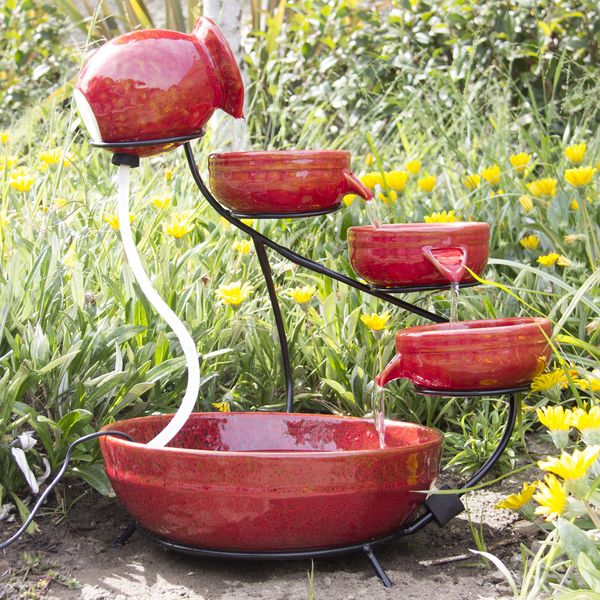 

Best Choice Products Ceramic Solar Water Fountain Garden Free Standing Red