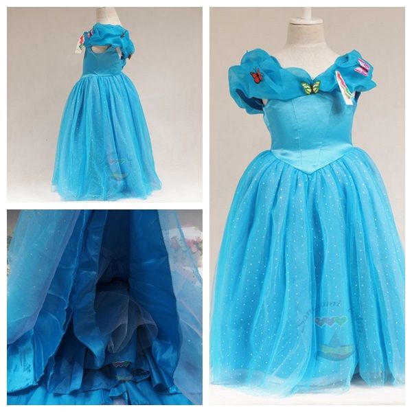 

girls cinderella butterfly dress girls blue princess dress cinderella cosplay costume girls fancy dresses 6 layers 2015 ing, Red;yellow