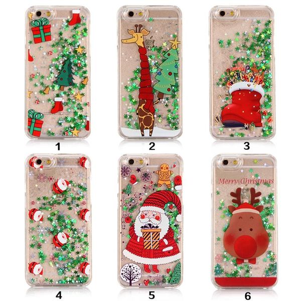 2017 nuovo albero di Natale allegro dinamico colorato Quicksand Glitter Phone Case per iphone 7 7 Plus 6 6s più duro copertura posteriore coque