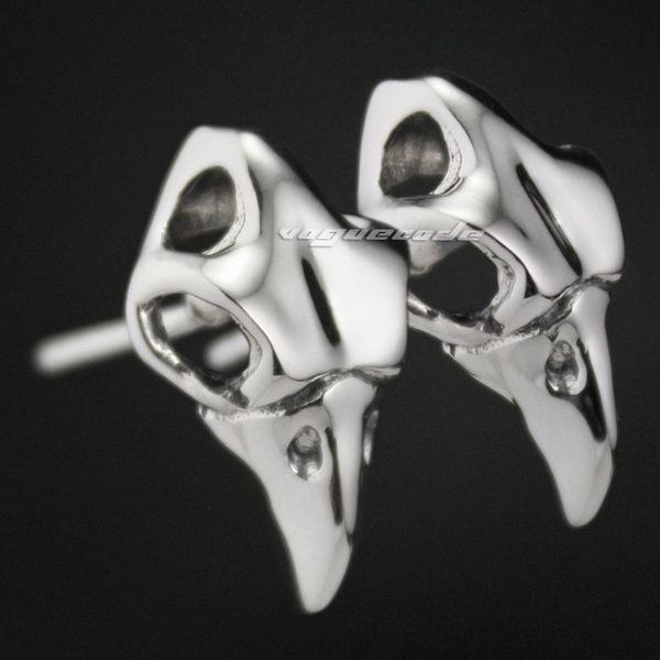 

eagle hawk skull 925 sterling silver mens biker rocker stud earring 8m001, Golden;silver