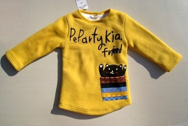 

wholesale-2015 new autumn and winter children's sweater,girls plus velvet thicken long sweater,kids fashion letters pullover sweater, Black