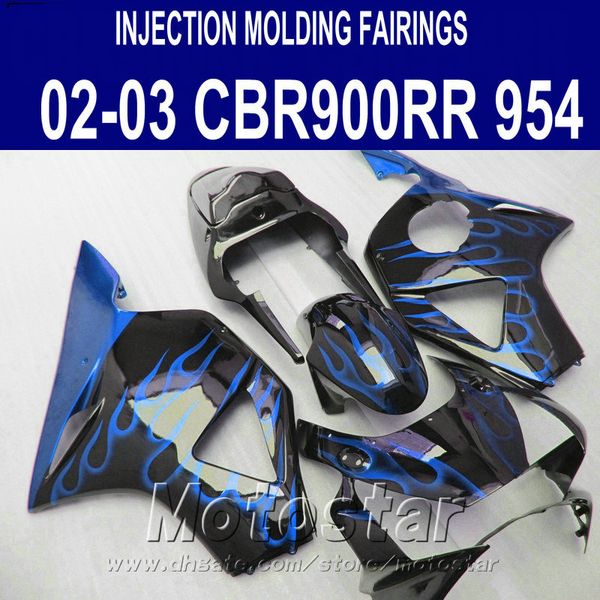 

abs fairing kit for honda injection molding cbr900rr 954 2002 2003 cbr 900rr blue flames black high grade fairings cbr954 02 03 yr93