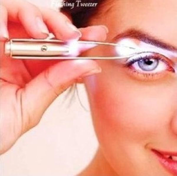 

new led eyebrow eyelash curler clip tweezers,light stainless steel tweezer tools