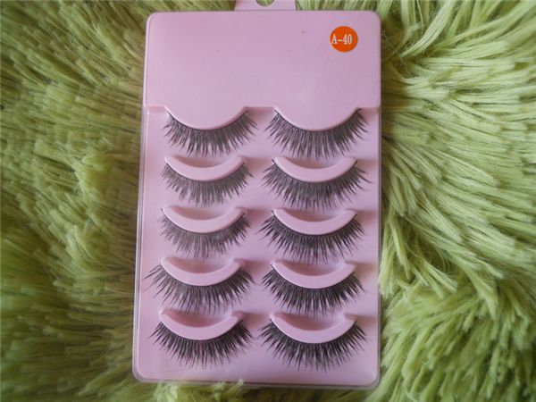 

wholesale-new 5 pairs natural or thick styles makeup long false eye lash eyelashes black a-40