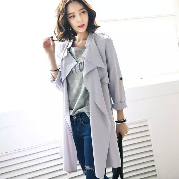 

summer style 2015 fashion trench coat for women trench coat for women belt thin cardigan long trench coat fg1510, Tan;black