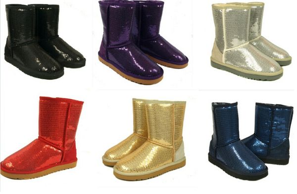 2016 Austrália Clássico Curto Botas De Neve Botas senhora 3161 Handmade Glitter Lantejoulas decoração de Pelúcia botas de Inverno das mulheres