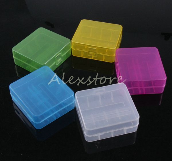 Caixa de plástico portátil para bateria, recipiente de armazenamento com 5 cores para 2*26650 ou 3*18650 bateria de lítio, 100 peças