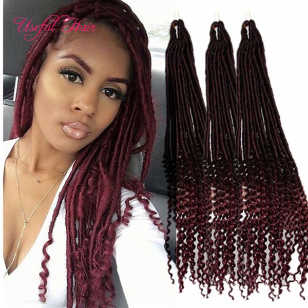 

protective natural hairstyles half deep wave goddess crochet braids 100g faux locs braids hair extensions dreadlocks synthetic braiding hair, Black