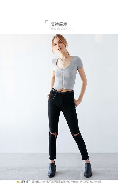 

summer shirt zipper blouse short t-shirt solid color slim short t-shirt short-sleeved women, White