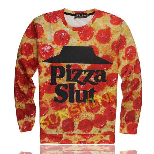 

wholesale-2015 3dprint red pizza slut autumnwinter womenmen longsleeve lovers pullover harajuk sweatshirt hoodie hipping, Black
